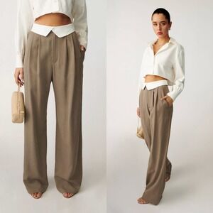 Reformation Petites Stevie Pant Mushroom Khaki Brown 2P
